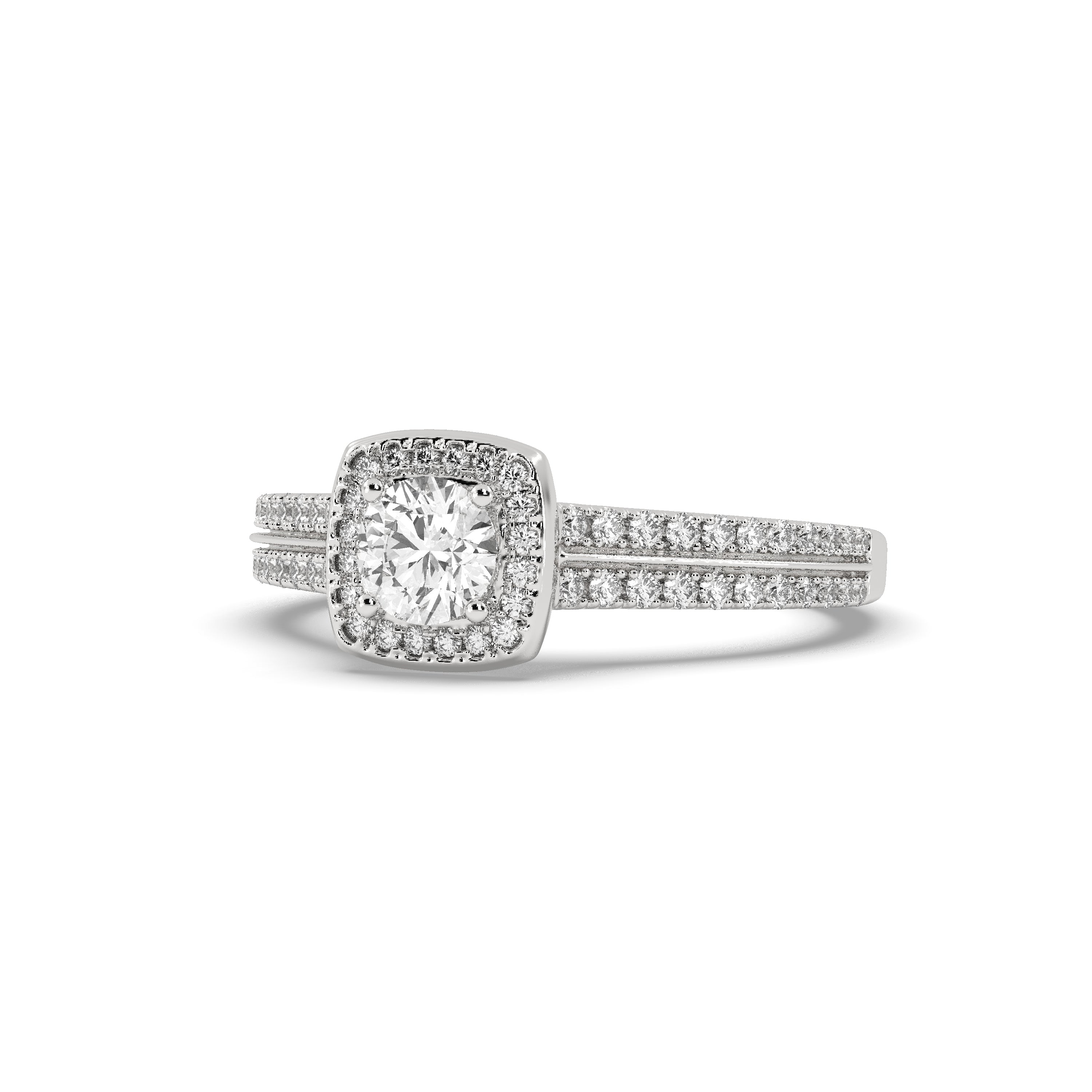 White Gold Studded 1.8616 Carat Lab Grown Diamond Ring-E Color VVS2 Clarity.